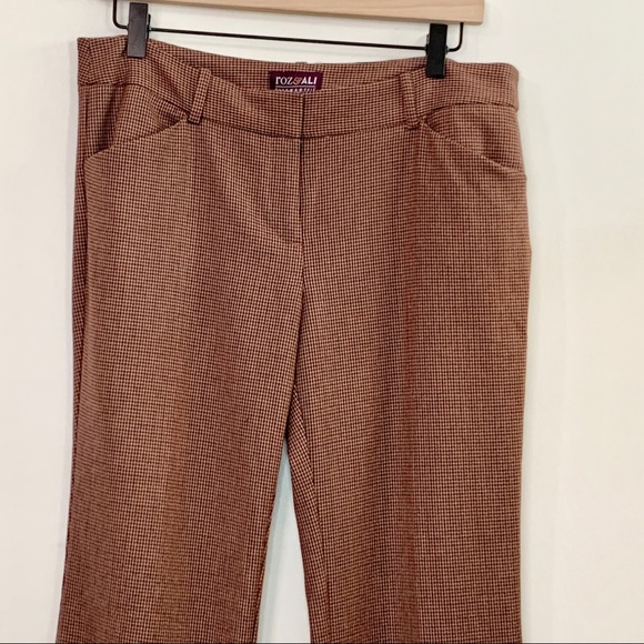🌸ROZ & ALI Brown & Red Houndstooth Dress Pants 6 - Picture 2 of 13